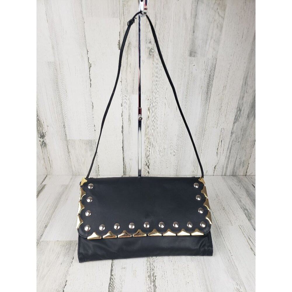 Jenny Tee Solid Black Embellished Shoulder Bag Women's Purse